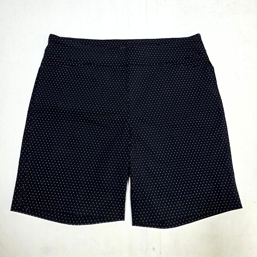 Hilary Radley Shorts Womens Large Navy Blue Pindot Stretch Pull On D3994-E1246